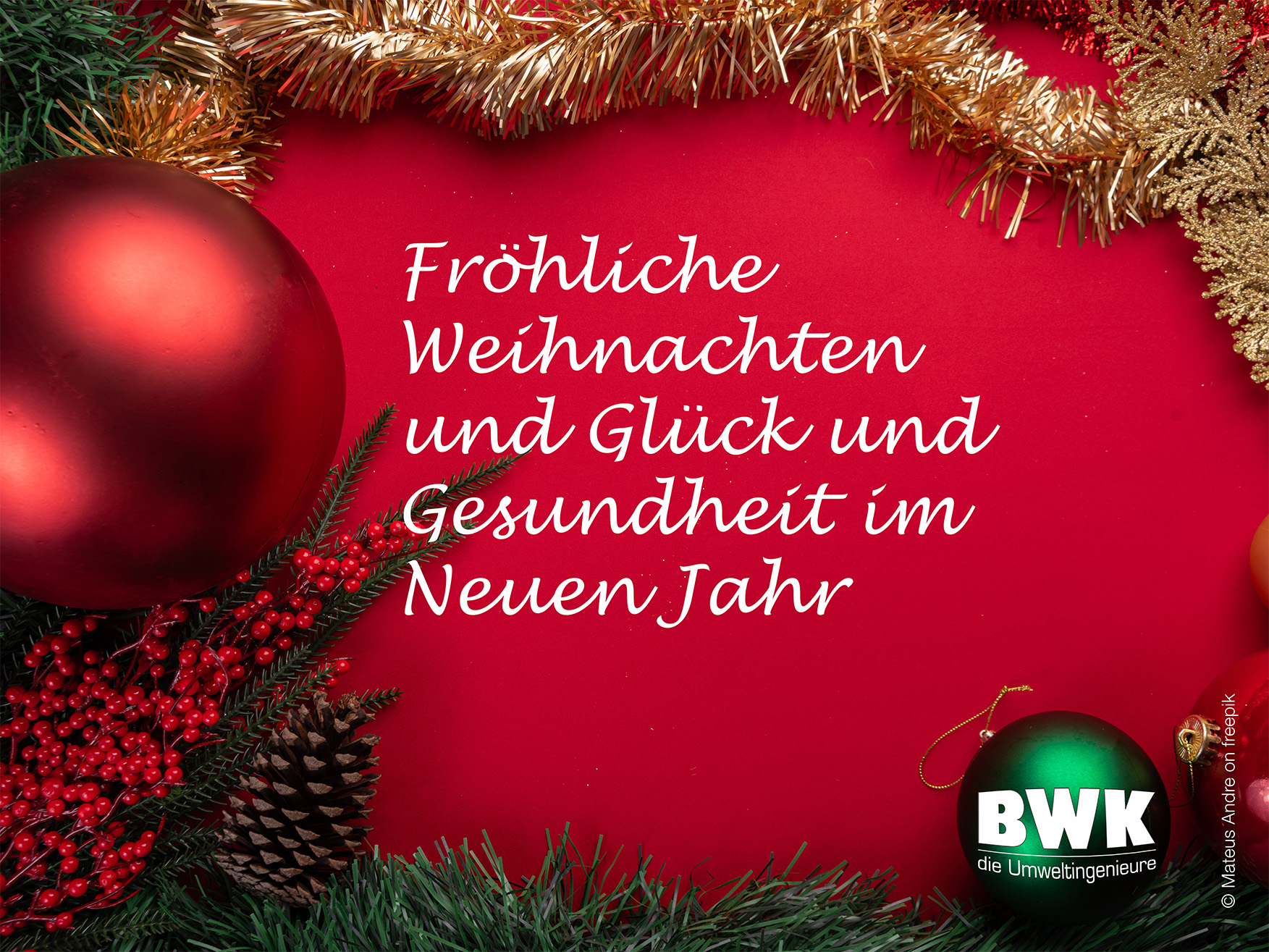 Fröhliche Weihnachten und Glück und Gesundheit im Neuen Jahr